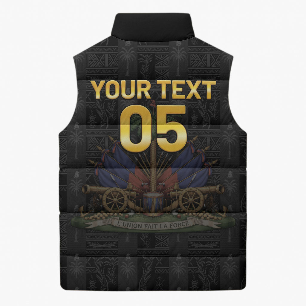Custom Haiti Football 2026 Sleeveless Puffer Jacket Haiti Nan Mondyal