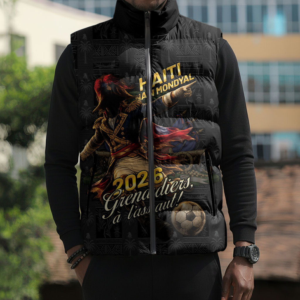 Custom Haiti Football 2026 Sleeveless Puffer Jacket Haiti Nan Mondyal
