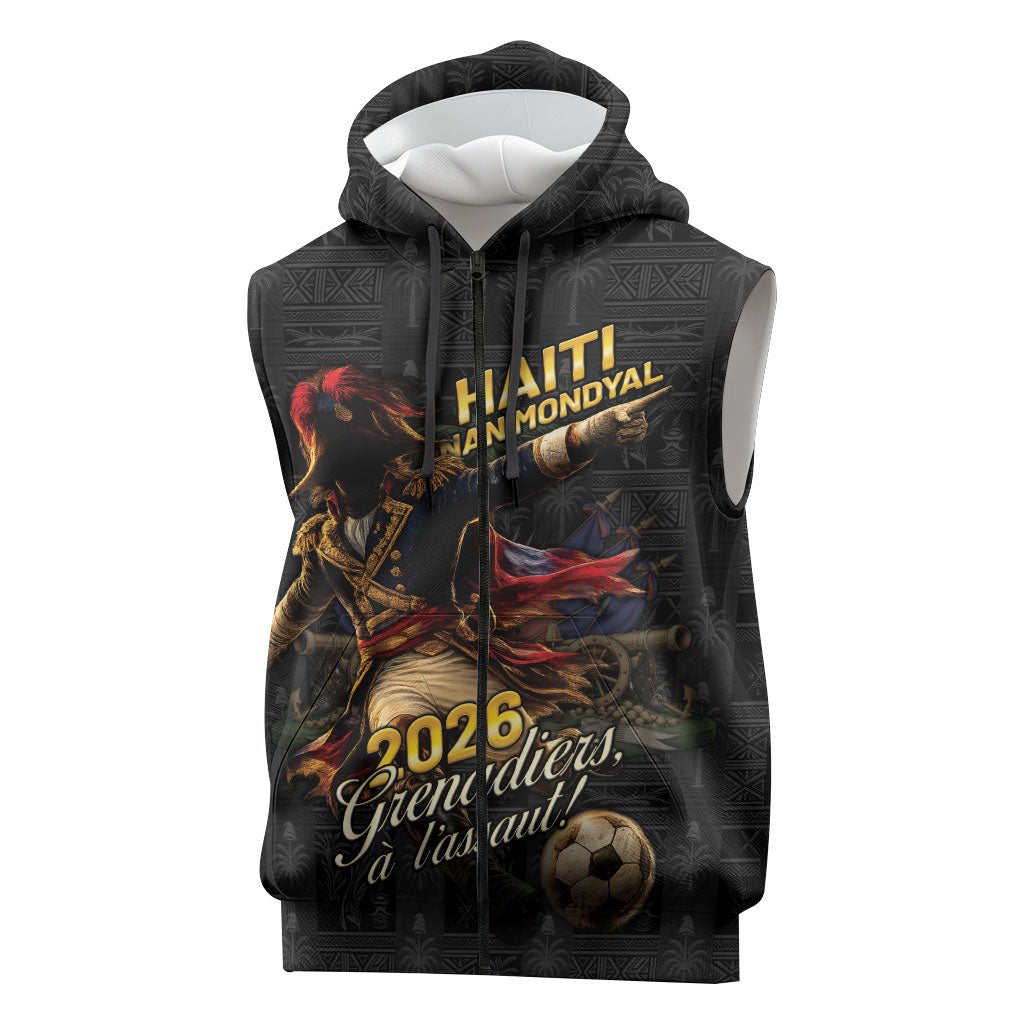 Custom Haiti Football 2026 Sleeveless Zip Hoodie Haiti Nan Mondyal
