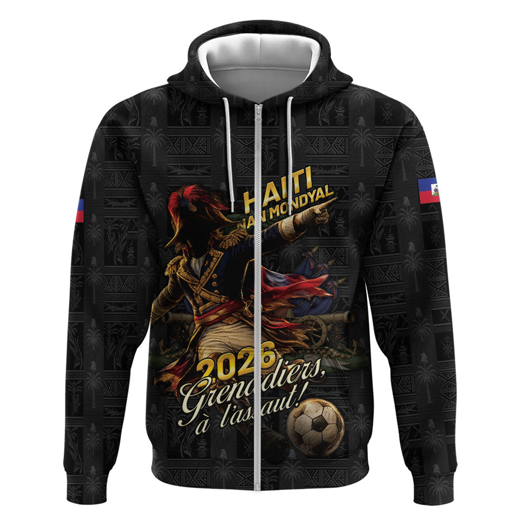 Custom Haiti Football 2026 Zip Hoodie Haiti Nan Mondyal