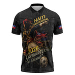 Custom Haiti Football 2026 Zipper Polo Shirt Haiti Nan Mondyal