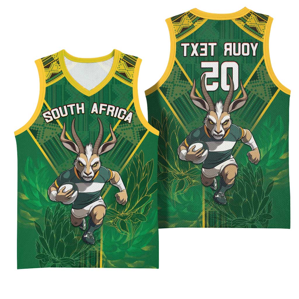 Custom South Africa Rugby 2024 Basketball Jersey Go Bokke African Pattern - African Pride