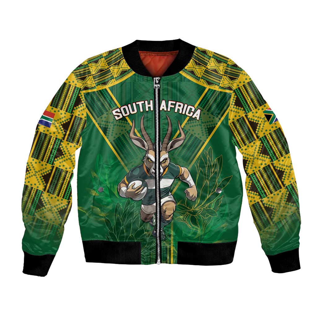Custom South Africa Rugby 2024 Bomber Jacket Go Bokke African Pattern