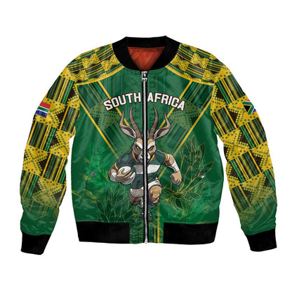 Custom South Africa Rugby 2024 Bomber Jacket Go Bokke African Pattern