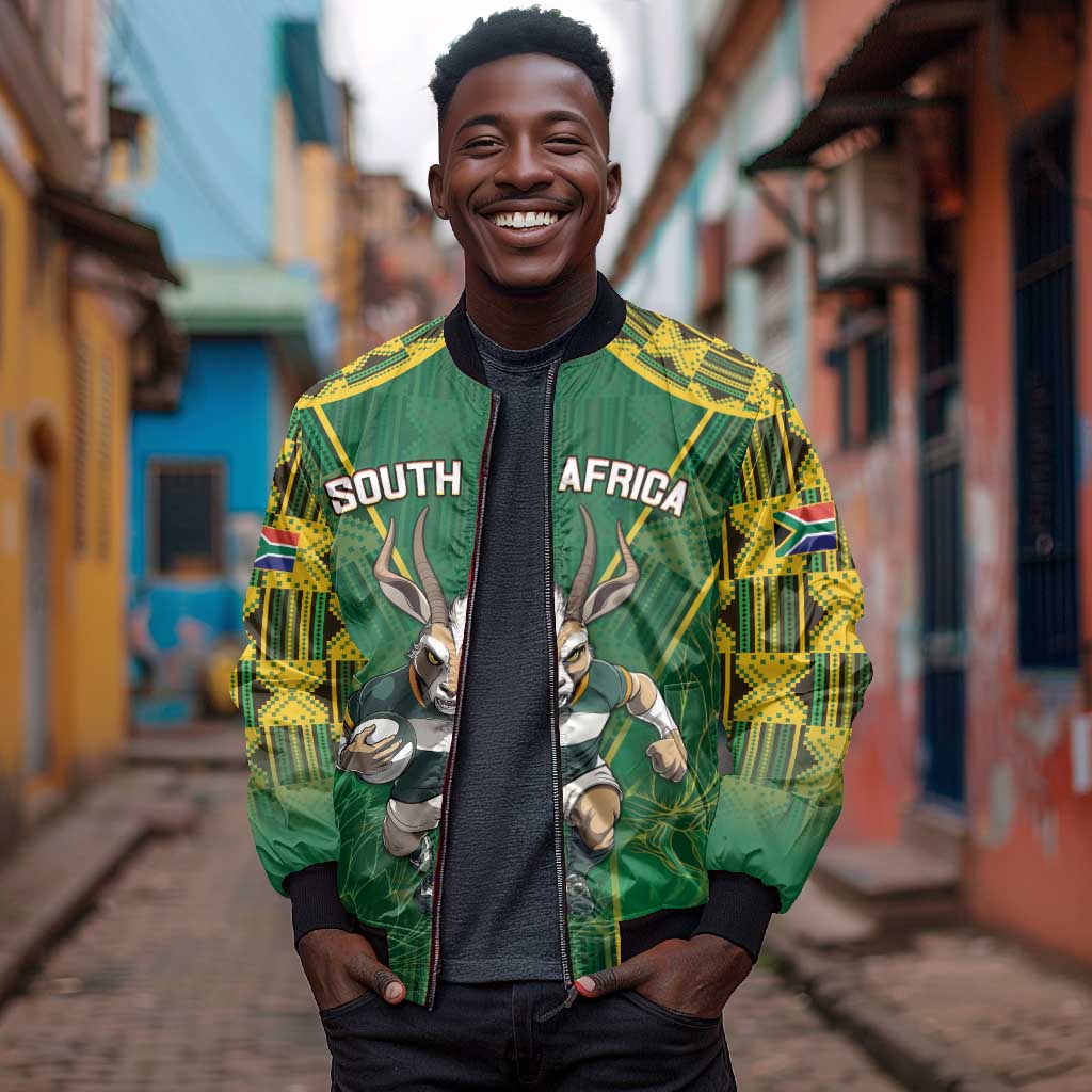 Custom South Africa Rugby 2024 Bomber Jacket Go Bokke African Pattern