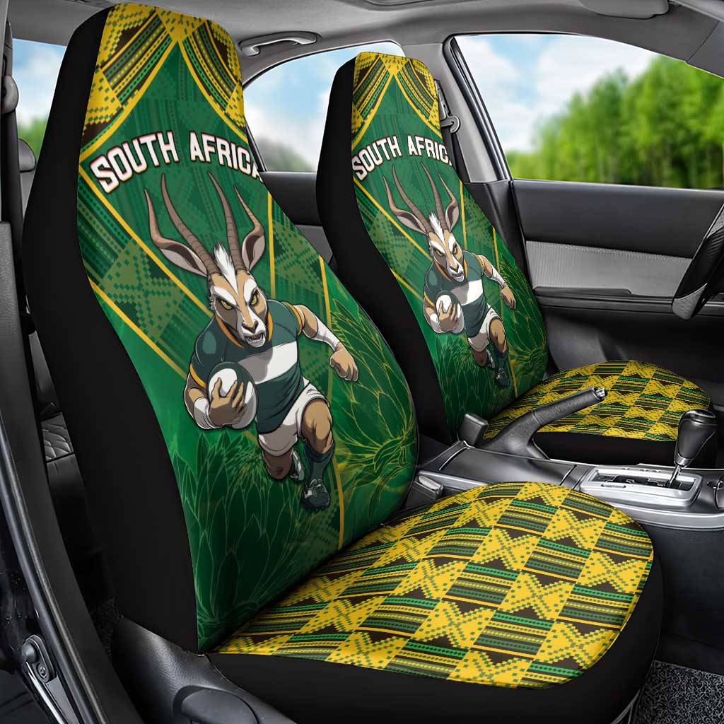 South Africa Rugby 2024 Car Seat Cover Go Bokke African Pattern