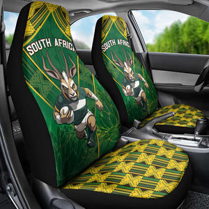 South Africa Rugby 2024 Car Seat Cover Go Bokke African Pattern