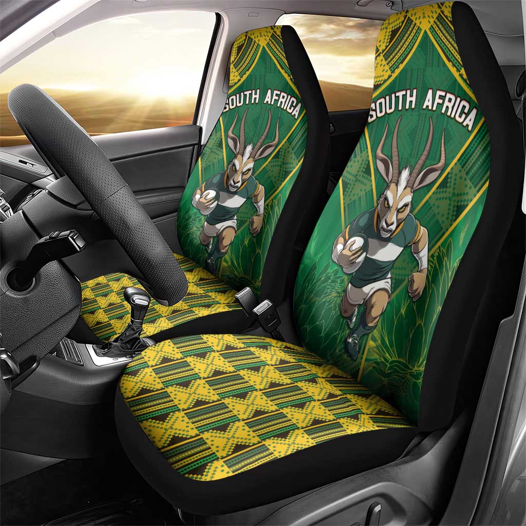 South Africa Rugby 2024 Car Seat Cover Go Bokke African Pattern