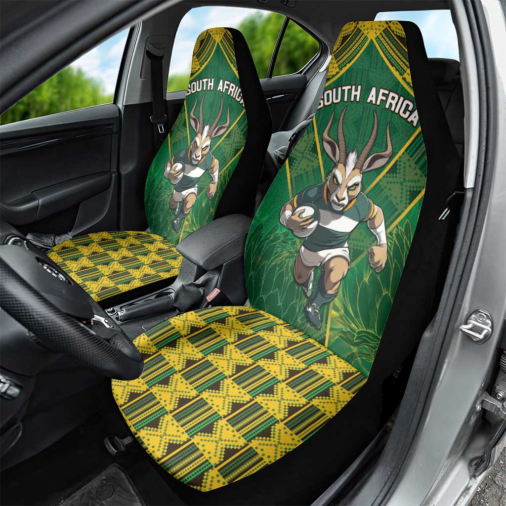 South Africa Rugby 2024 Car Seat Cover Go Bokke African Pattern