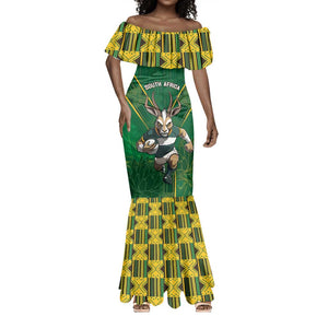 Custom South Africa Rugby 2024 Mermaid Dress Go Bokke African Pattern