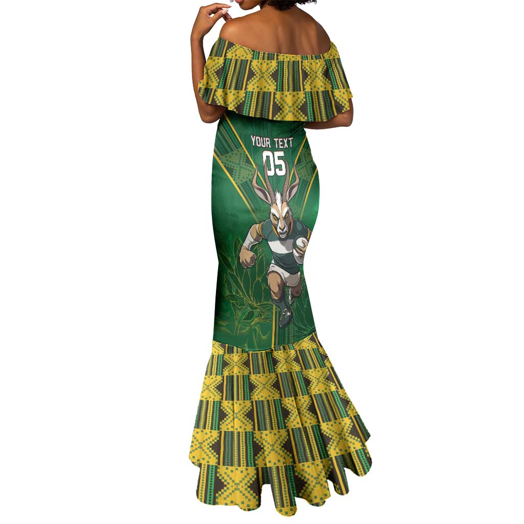 Custom South Africa Rugby 2024 Mermaid Dress Go Bokke African Pattern