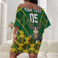 Custom South Africa Rugby 2024 Off Shoulder Short Dress Go Bokke African Pattern LT05
