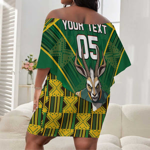 Custom South Africa Rugby 2024 Off Shoulder Short Dress Go Bokke African Pattern LT05
