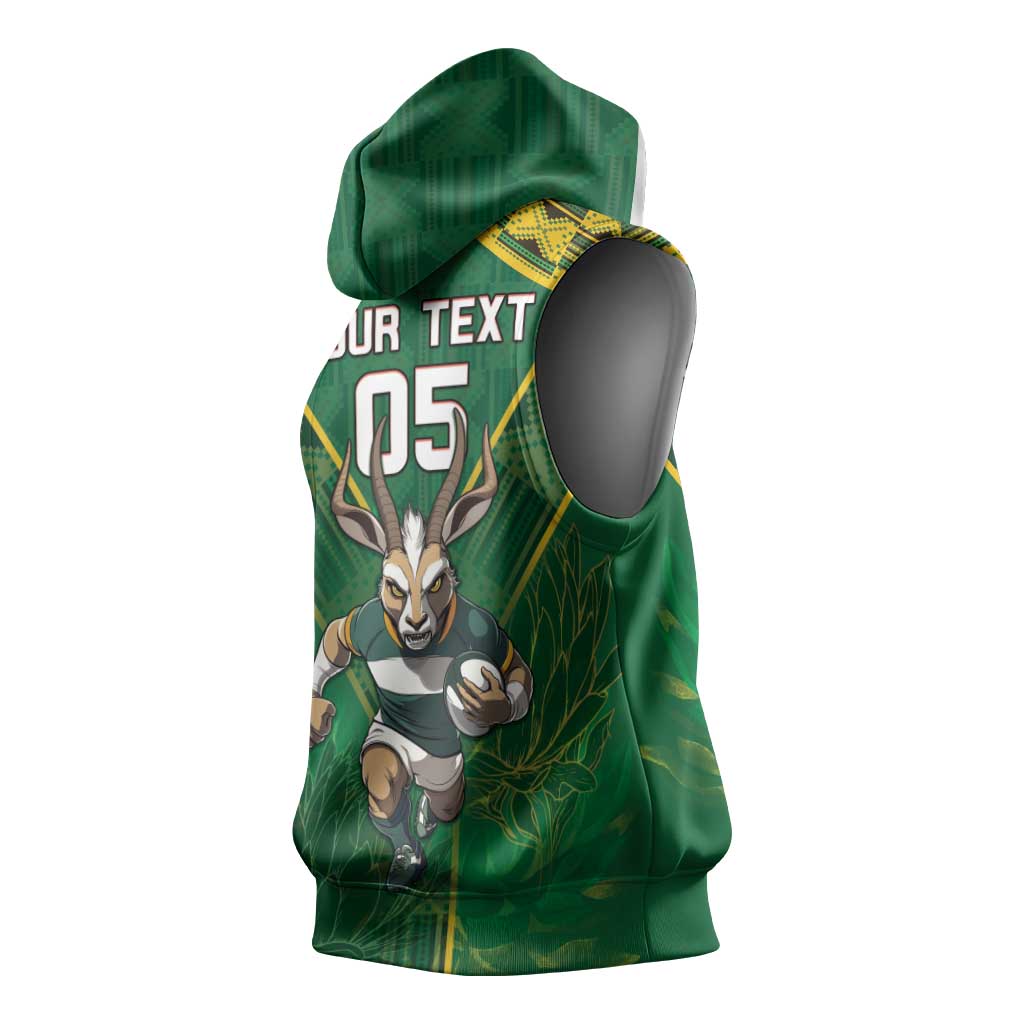 Custom South Africa Rugby 2024 Sleeveless Hoodie Go Bokke African Pattern - African Pride