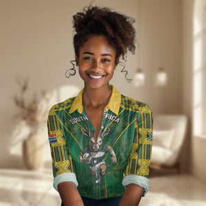 Custom South Africa Rugby 2024 Women Casual Shirt Go Bokke African Pattern LT05