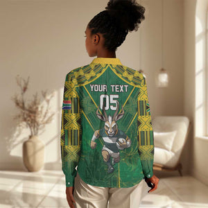Custom South Africa Rugby 2024 Women Casual Shirt Go Bokke African Pattern LT05