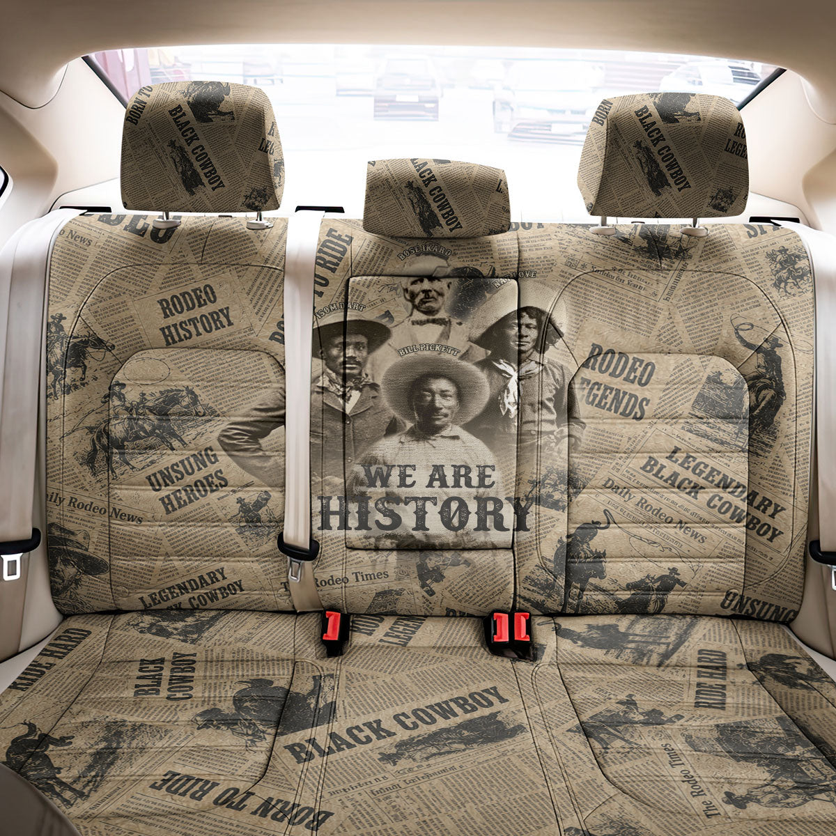 Black Cowboy Back Car Seat Cover Western Rodeo Melanin Black History