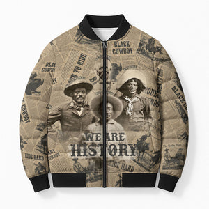 Black Cowboy Bomber Puffer Jacket Western Rodeo Melanin Black History