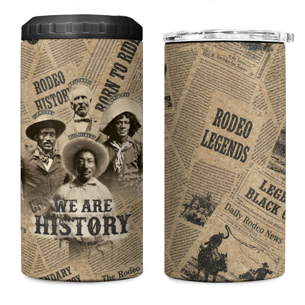 Black Cowboy 4 in 1 Can Cooler Tumbler Western Rodeo Melanin Black History