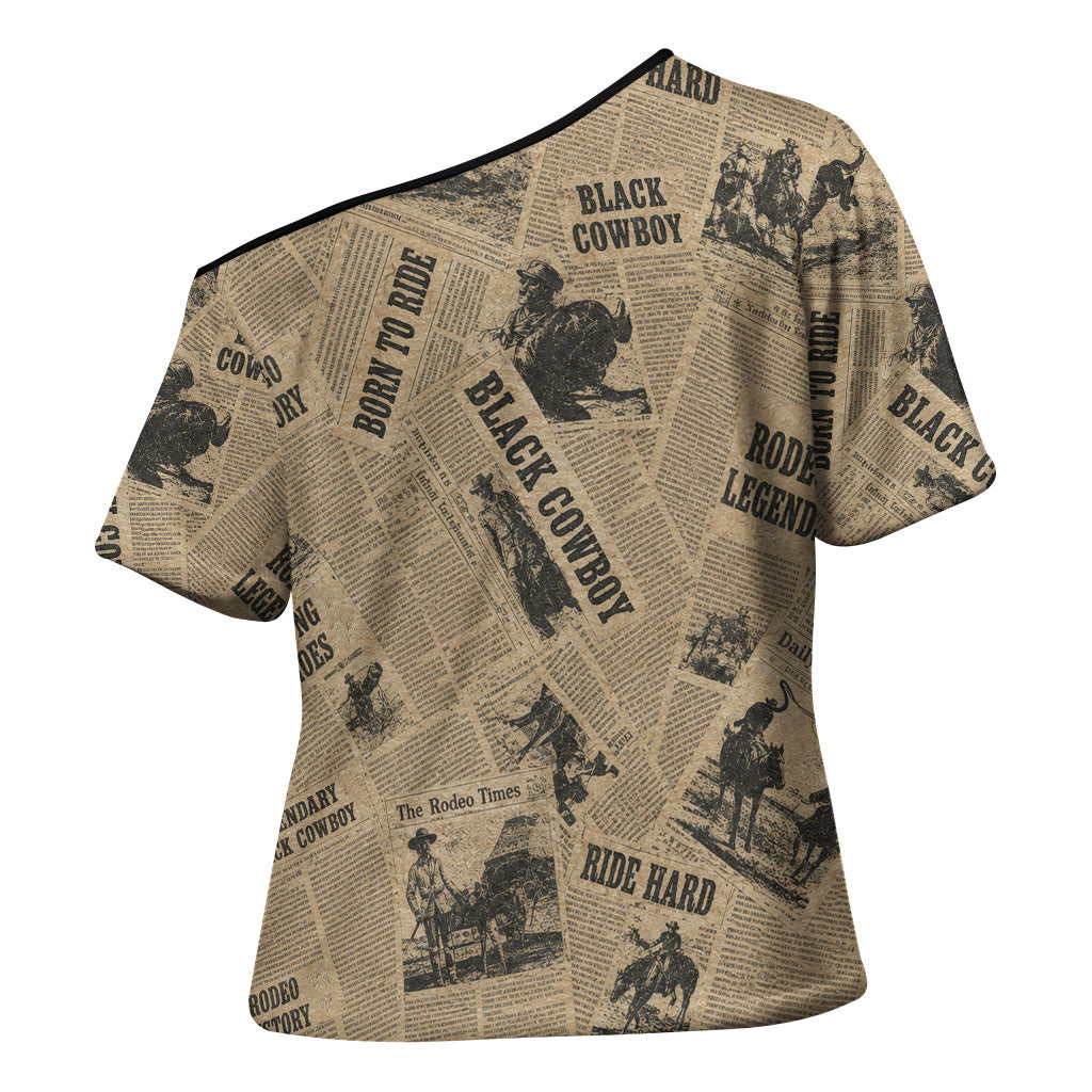 Black Cowboy Cross Shoulder Shirt Western Rodeo Melanin Black History