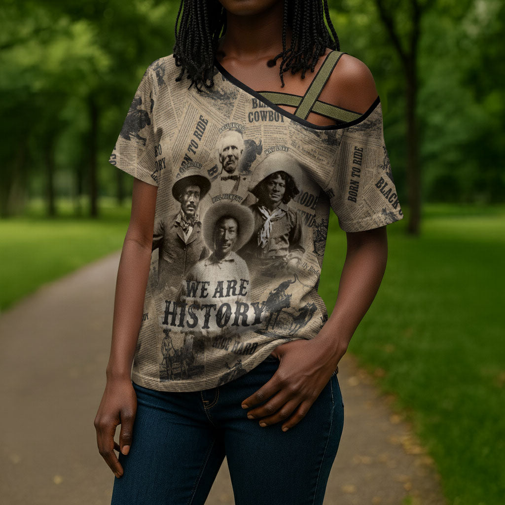 Black Cowboy Cross Shoulder Shirt Western Rodeo Melanin Black History
