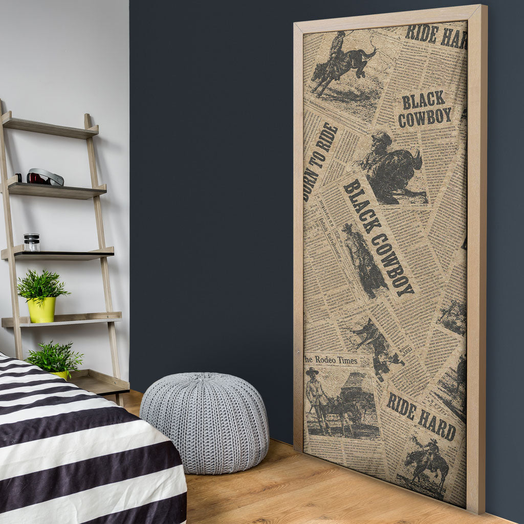Black Cowboy Door Cover Western Rodeo Melanin Black History