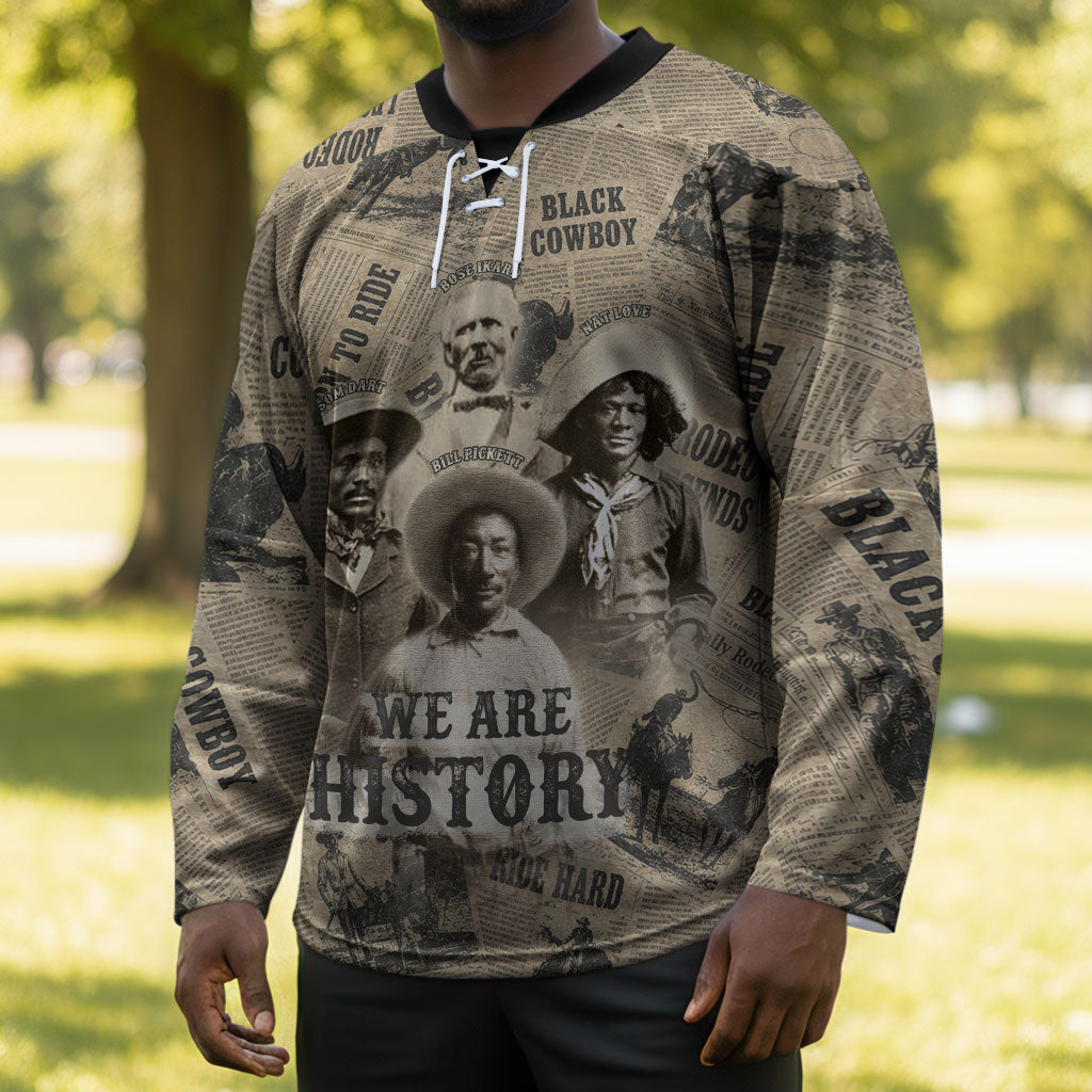 Black Cowboy Hockey Jersey Western Rodeo Melanin Black History