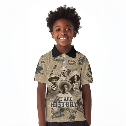 Black Cowboy Kid Polo Shirt Western Rodeo Melanin Black History