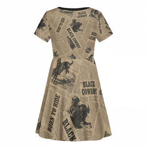 Black Cowboy Kid Short Sleeve Dress Western Rodeo Melanin Black History