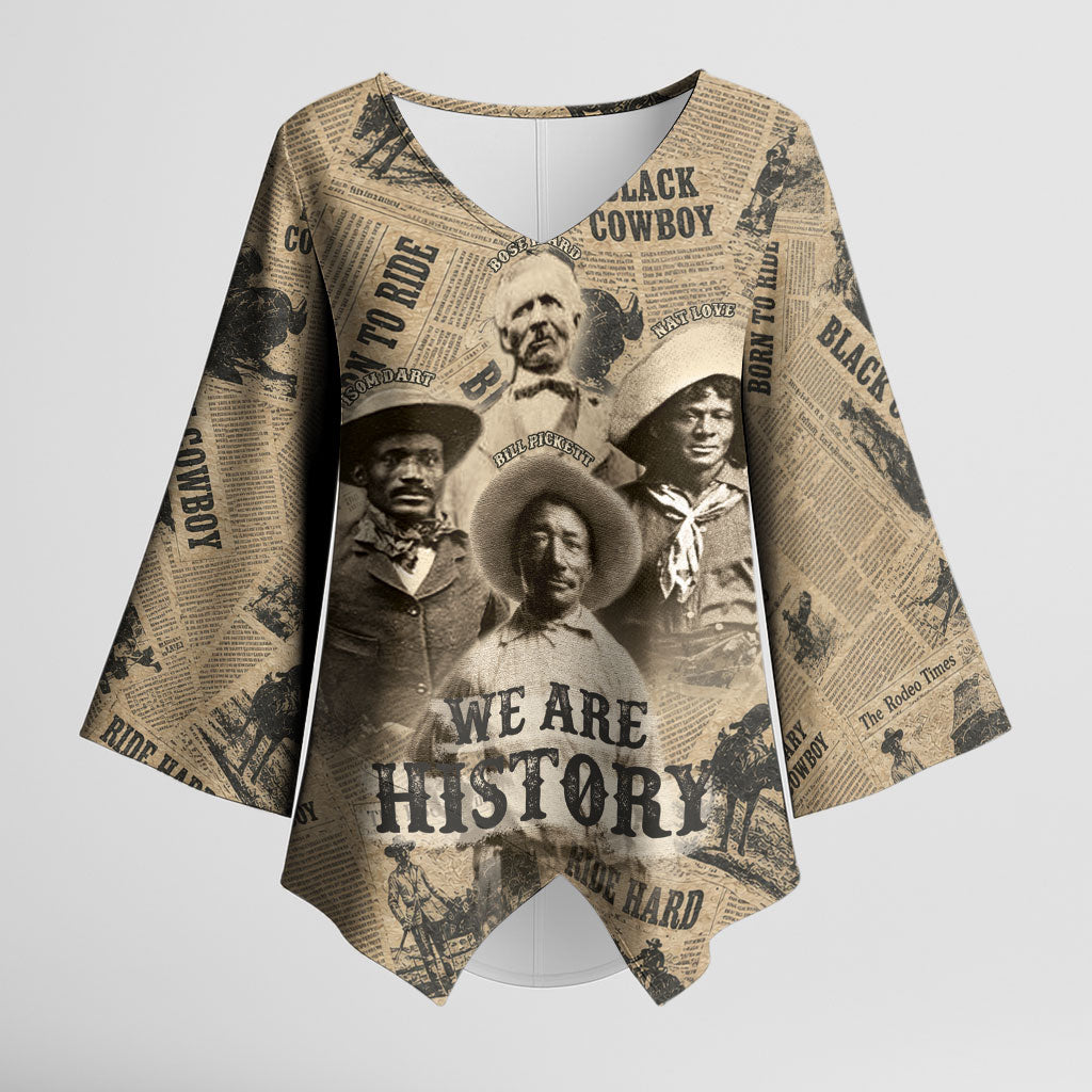 Black Cowboy Kimono Sleeve Blouse Western Rodeo Melanin Black History