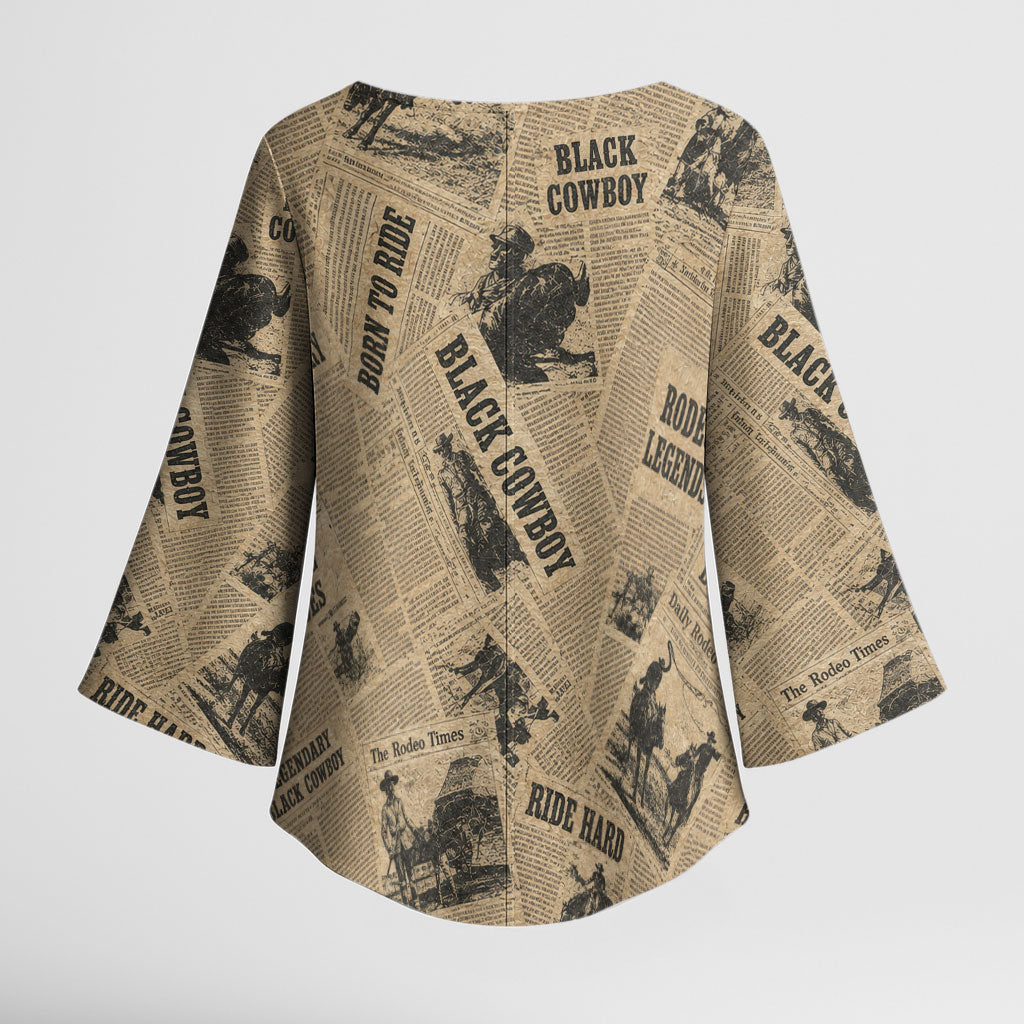 Black Cowboy Kimono Sleeve Blouse Western Rodeo Melanin Black History