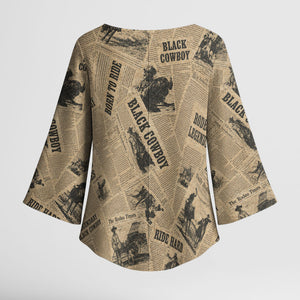 Black Cowboy Kimono Sleeve Blouse Western Rodeo Melanin Black History