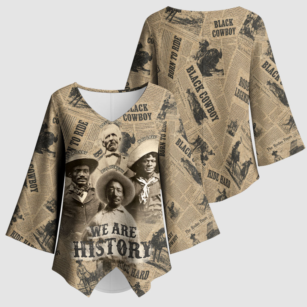 Black Cowboy Kimono Sleeve Blouse Western Rodeo Melanin Black History