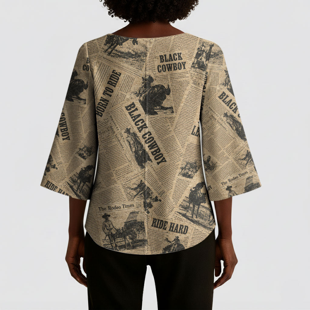 Black Cowboy Kimono Sleeve Blouse Western Rodeo Melanin Black History