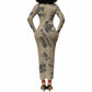 Black Cowboy Long Sleeve Bodycon Dress Western Rodeo Melanin Black History