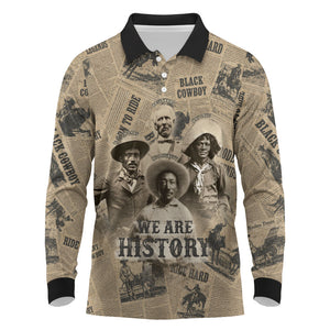 Black Cowboy Long Sleeve Polo Shirt Western Rodeo Melanin Black History