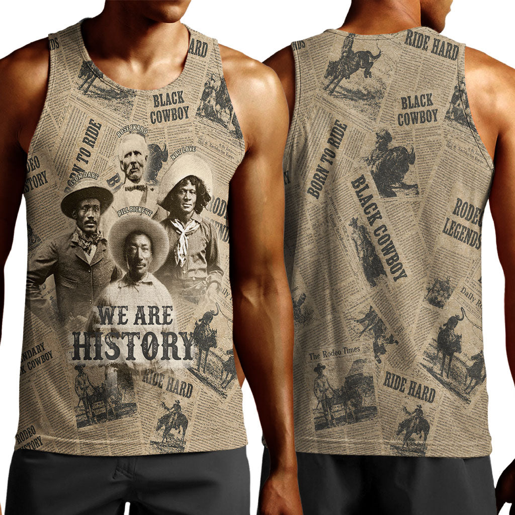 Black Cowboy Men Tank Top Western Rodeo Melanin Black History