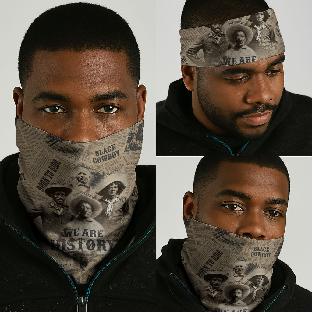 Black Cowboy Neck Gaiter Western Rodeo Melanin Black History