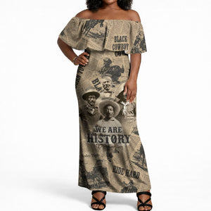 Black Cowboy Off Shoulder Maxi Dress Western Rodeo Melanin Black History