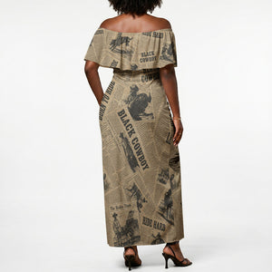 Black Cowboy Off Shoulder Maxi Dress Western Rodeo Melanin Black History