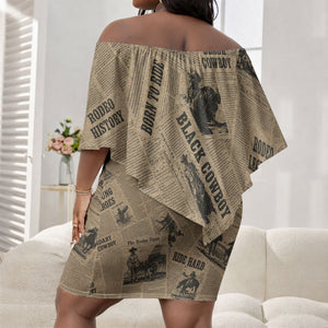Black Cowboy Off Shoulder Short Dress Western Rodeo Melanin Black History