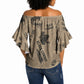 Black Cowboy Off Shoulder Wrap Waist Top Western Rodeo Melanin Black History