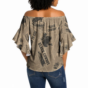 Black Cowboy Off Shoulder Wrap Waist Top Western Rodeo Melanin Black History