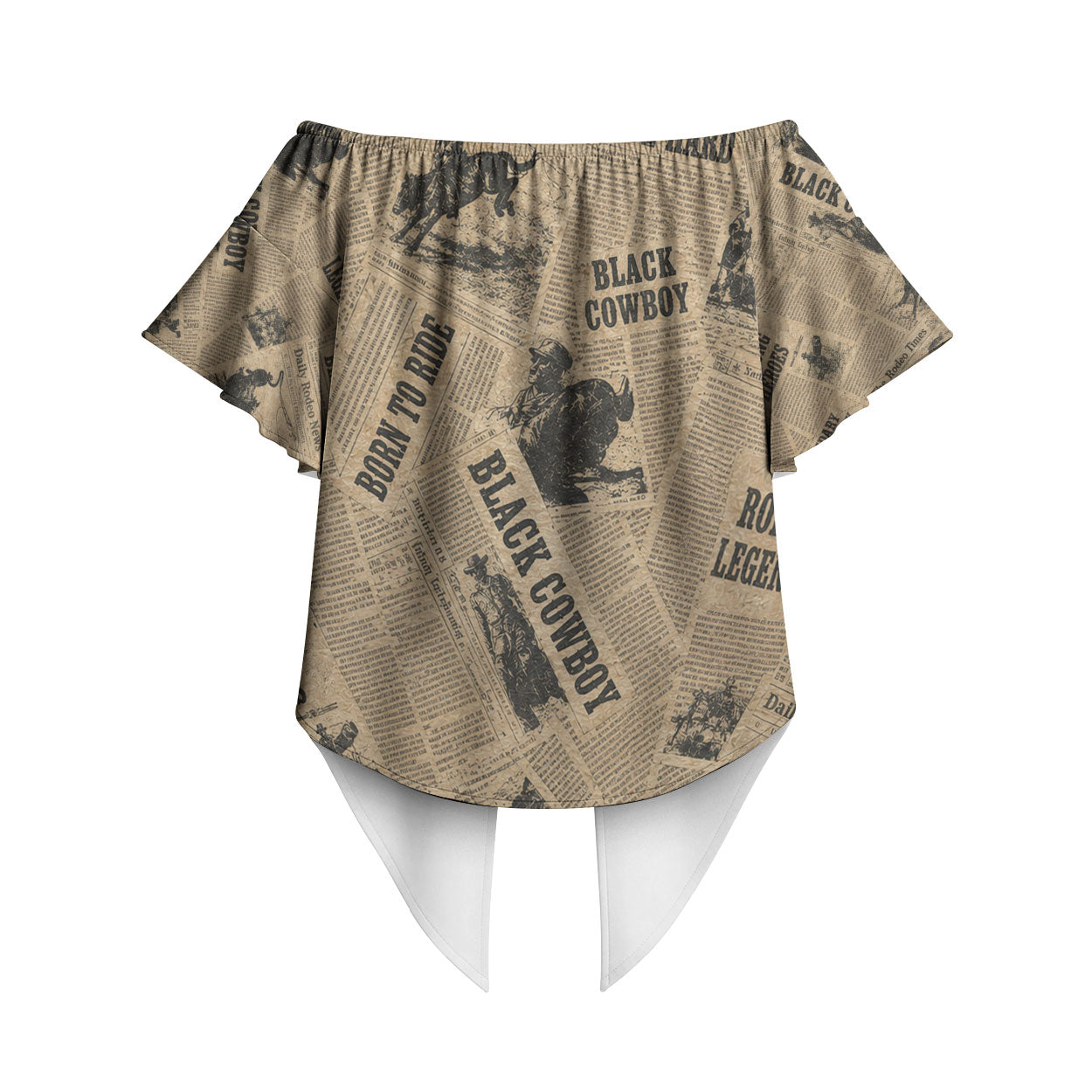 Black Cowboy Off Shoulder Wrap Waist Top Western Rodeo Melanin Black History