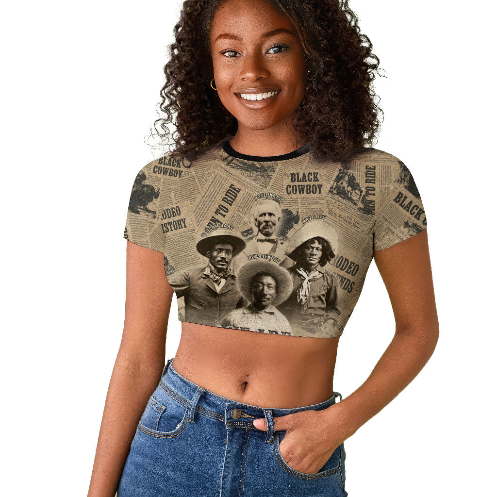Black Cowboy Raglan Cropped T shirt Western Rodeo Melanin Black History