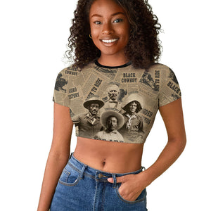 Black Cowboy Raglan Cropped T shirt Western Rodeo Melanin Black History