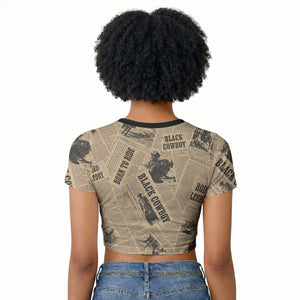 Black Cowboy Raglan Cropped T shirt Western Rodeo Melanin Black History