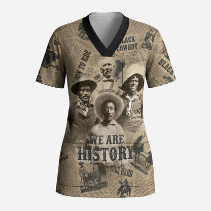 Black Cowboy Scrub Top Western Rodeo Melanin Black History