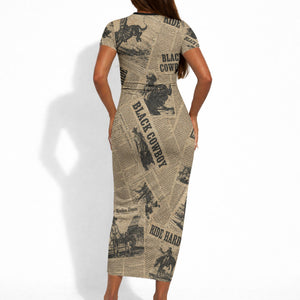 Black Cowboy Short Sleeve Bodycon Dress Western Rodeo Melanin Black History