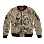 Black Cowboy Sleeve Zip Bomber Jacket Western Rodeo Melanin Black History